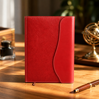 Carnet Organiseur/Agenda A5 en Cuir Végétalien Vieilli avec Logo Personnalisé, 100 Feuilles, Vente en Gros, OEM, Rabat Courbé, Coutures Contrastées, Idéal Cadeau