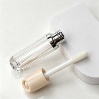 Gloss à lèvres transparent 5,5 ml, rouge à lèvres liquide, contenant en plastique avec pinceau, usage cosmétique, impression personnalisée, format voyage, OEM