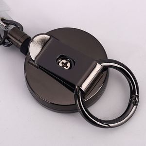 Rigid Heavy Duty <b>Cable</b> Retractable Metal <b>Waterproof</b> Id Holder Badge Reel With Belt Clip Key Ring - Product Image 2