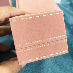 Pink Velvet Jewelry <b>Box</b> for <b>Ring</b> Necklace Rigid Rectangle Jewelry <b>Box</b> with Side Gold Stamping Mother's Day Gift Packaging - Product Image 4