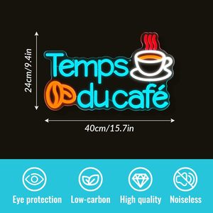 Enseigne néon LED « Coffee Time » pour décoration murale, éclairage de porte, enseignes néon LED personnalisées Temps Du Café - Product Image 2