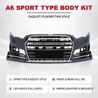 Parachoques Delantero Estilo RS6 C7.5 2018 con Faros Delanteros y Luces Traseras para Audi A6 S6 C7 C7.5 2012-2015