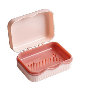 จานสบู่สองชั้นพร้อมฝาปิดพลาสติกทรงสี่เหลี่ยมดีไซน์เรียบง่ายสำหรับใช้ในห้องน้ำห้องครัว - Product Image 2