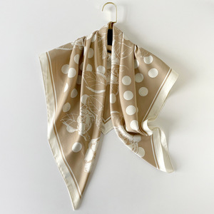 Twill <b>Silk</b> Feeling Satin <b>Scarf</b> 90x90cm Polka Dot Pattern <b>Square</b> Custom Printed Design <b>Scarf</b> Factory Direct - Product Image 2