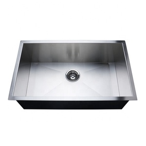 Évier de cuisine à bol unique de luxe haut de gamme SUS 304 en acier inoxydable Design rectangulaire Rayon zéro Installation sous plan un trou - Product Image 1