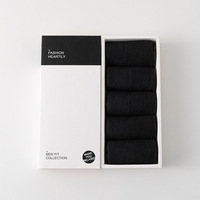 2025 vente en gros personnalisé équipage emballage boîte printemps automne chaussettes 5 paires couleur unie coton affaires décontracté bambou Fiber hommes chaussettes