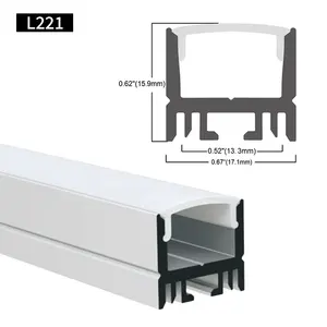 17.1*15.9毫米铝Profil U通道挤压电脑聚甲基丙烯酸甲酯盖，用于柔性条形照明现代灯表面铝发光二极管型材