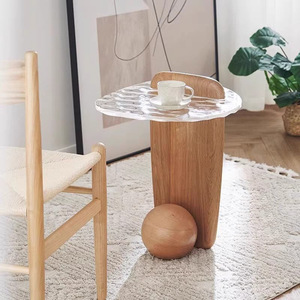 Lampe de sol en verre à effet d'ondulation avec table et table basse pour salon et chambre, lampe de rangement de style nordique américain, <span class=keywords><strong>Ambia</strong></span> - Product Image 2