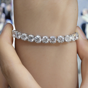 Pulsera de cadena tipo tenis clásica de moissanita de 3 mm chapada en oro, joyería fina - Product Image 3