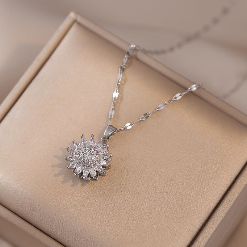 Collier zircon rotatif-Argent