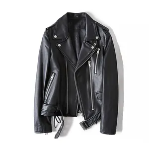 Professional Factory Made Genuine Leather Jacket For Ladies Motorcycle Leather Jacket