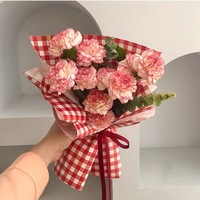 Papier d'emballage imperméable double face à motif écossais Ouya avec grille tournesol estivale, feuilles d'emballage DIY pour bouquets floraux