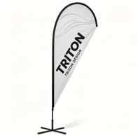 Drapeau plume publicitaire extérieur avec graphisme interchangeable pour affichage en centre commercial