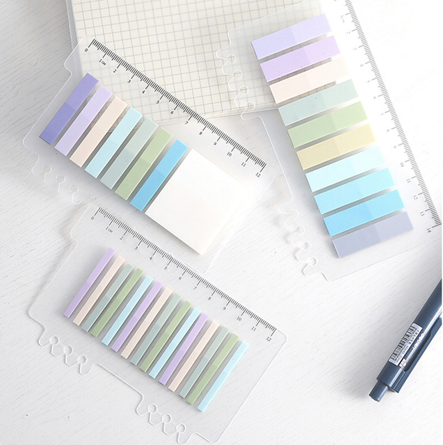 S3621 Index Tabs New Multi Colors Sticky Transparent Pet Index Tabs Office Pastel Bookmark Stationery Sticky Note