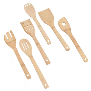 Juego de Utensilios de Cocina de Bambú Antiadherentes y Duraderos de 6 Piezas con Logotipo Personalizable, Espátula con Mango Largo y Agarre Cómodo, Aptos para Lavavajillas - Product Image 2