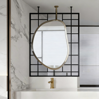 Lampe tactile suspendue en acier inoxydable en forme d'alien, miroir de salle de bain de luxe design avec lentilles en verre