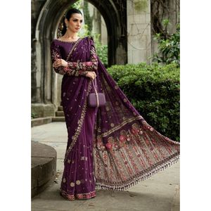 Nouveau Sari Tendance Non Cousu avec Blouse Mono Lourde pour Femme |   Tenue de soirée élégante de créateur - Product Image 1