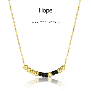 New Arrival Romantic Couple Family Clavicle Chain Premium Gold Plated Necklace Meaningful Morse Code Necklace Gifts for Women