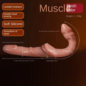 Dildo réaliste en silicone souple à double tête pour couples lesbiens, jouet sexuel pour femmes. - Product Image 3