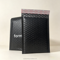 Enveloppes matelassées noires mates à bulles, sacs d'expédition auto-adhésifs, enveloppes rembourrées imperméables, logo personnalisé imprimé, fermeture à adhérence forte