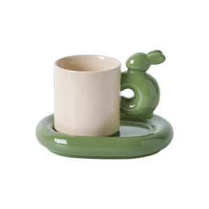 SYL Ins - Juego de <span class=keywords><strong>Tazas</strong></span> de Cerámica Creativas Nórdicas <span class=keywords><strong>para</strong></span> <span class=keywords><strong>Parejas</strong></span>, Taza de Café de Alta Calidad con Platillo, Taza de Conejo, Juego de Regalo - Product Image 2