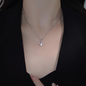 Trendy Elegant Mobius Moissanite 925 Sterling <strong>Silver</strong> <strong>Necklace</strong> Women's Circle <strong>Unique</strong> Luxury Designer Choker <strong>Necklace</strong> - Product Image 3