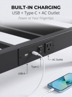 Lit plateforme en métal double avec sommier à lattes métalliques, personnalisable, silencieux, avec station de charge et éclairage LED – Offre spéciale
