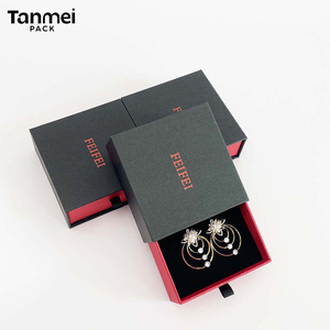Custom Logo Cardboard <b>Black</b> Jewelry Packaging <b>Box</b> Paper <b>Box</b> with <b>Black</b> Foam Insert for Necklace Ring Bracelet Gift - Product Image 3