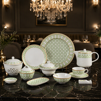 PITO Nouveaux Services de Table de Luxe en Porcelaine – Assiettes et Bols en Céramique en Forme de Fleur