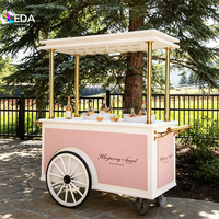 LEDA Chariot de bar élégant rose pour mariage avec porte-verres à vin, chariot à champagne roulant, chariot de présentation de bonbons pour fête d'anniversaire