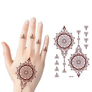 Brown Henna Lace Temporary Hand <b>Tattoo</b> Sticker Waterproof Easy Apply <b>Paper</b> Decal for Bridal Party Festival Professional Use - Product Image 1