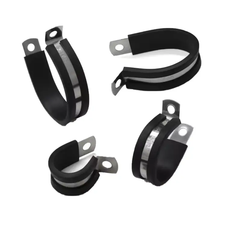 Adjustable Split Pipe Clamp with Rubber Hose Clips Rubber Fuel Line Spring Clamp Cable Clamps With Rubber Cushion