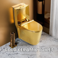 WC monobloc allongé moderne à double chasse en céramique avec siphon S/P et finition dorée – Vente en gros