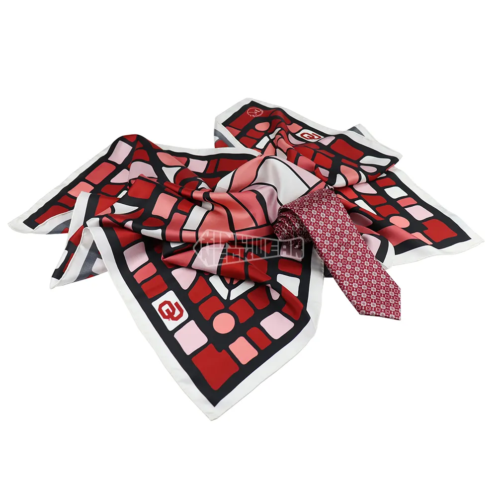 Bordo geometrik dokuma kravat aksesuarları kadınlar için 100 dut ipek baskı kravat ve eşarp
