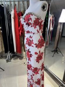 Gaun malam bola motif berlian untuk wanita, gaun malam elegan bahan Satin, hiasan Pesta Jamuan makan - Product Image 3