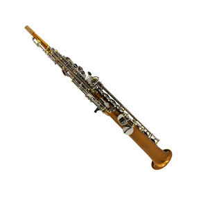 Saxophone soprano droit en cuivre gravé à la main, en une seule pièce, laqué or foncé, clés nickelées, de la marque Eastern Music - Product Image 5