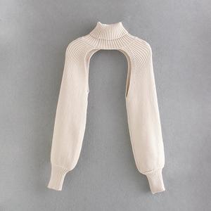 Nouvelle mode pour femmes et filles, choker, haut <span class=keywords><strong>à</strong></span> manches longues <span class=keywords><strong>en</strong></span> tricot, col haut, couleur unie, super court, automne-hiver, pull <span class=keywords><strong>en</strong></span> tricot - Product Image 2