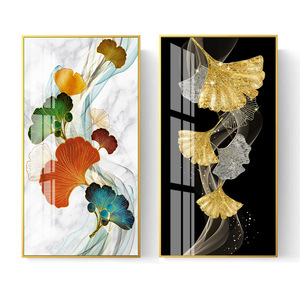 Home Decor Folha dourada Abstrato luxo moderno quadros imagem parede arte cristal porcelana casa decoração luxo - Product Image 6