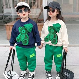 Conjunto de Pantalones y Suéter de Algodón de Manga Larga para Niños y Niñas, Estilo Occidental Coreano, con Estampado de Dibujos Animados/Avatares, para Primavera y Otoño - Product Image 3