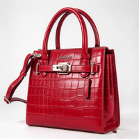 Sac à main classique pour femme en similicuir croco brillant avec fermoir décoratif, idéal pour le travail, les rendez-vous et le quotidien