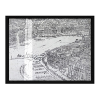 Peinture sur toile 100 % artisanale de luxe, paysage urbain de niche, croquis au crayon, art mural moderne, cadre en verre acrylique, pour salon