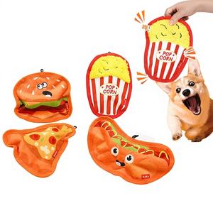 Jouets pour chiens en PVC résistants aux morsures, pour le soulagement des dents, avec simulation sonore, en forme de hamburger et de frites, pour le divertissement transfrontalier, ne se détèchent pas - Product Image 1