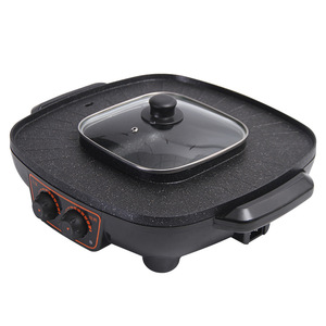 <span class=keywords><strong>Asador</strong></span> de pollos de engorde eléctrico doméstico, sartén de parrilla eléctrica con control de temperatura doble, brocheta de olla integrada, sartén de parrilla antiadherente - Product Image 5