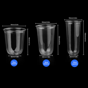 Xiefa Phân Hủy Sinh Học 12Oz 90U Tầm Cỡ Hình Chữ U Cốc Nhựa PLA Cốc Có Nắp Đậy Đĩa Dùng Một Lần Đồ Uống Ly - Product Image 4