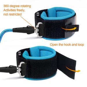 Harnais anti-perte pour enfant, laisse de sécurité, lien de poignet, corde en néoprène PU souple, 1,5 m, bleu/orange, logo personnalisé disponible, pour tout-petits - Product Image 3