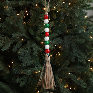 Adorno Colgante Festivo de Estilo Nórdico con Cuentas de <span class=keywords><strong>Madera</strong></span> de Color Natural y Cuerda de Cáñamo con Borlas Coloridas - Product Image 4