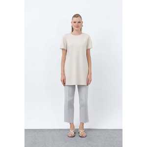 เสื้อยืดผู้หญิงสไตล์มินิมอล แขนยาวแบบปกติ แต่งขอบยางยืด - Product Image 3