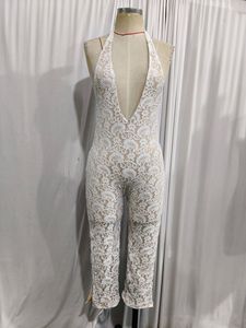 Nuova <span class=keywords><strong>Tuta</strong></span> <span class=keywords><strong>Sexy</strong></span> Estiva Senza Schienale con Halter e <span class=keywords><strong>Pizzo</strong></span> Aderente per Donna - Product Image 3