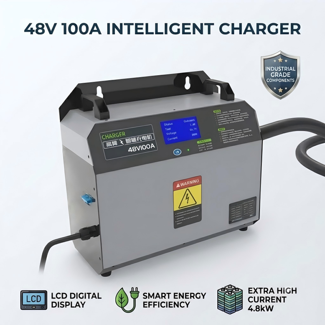 24V-80V 50A-300A DC Industrial Electric Fast Forklift Charger | 380V 3-Phase Input LiFePO4/Lead-Acid Batteries OVP/OCP OTP