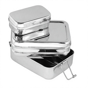 Boîte à déjeuner en acier inoxydable avec 3 compartiments, récipient alimentaire en acier, boîte à déjeuner alimentaire au prix de gros - Product Image 1